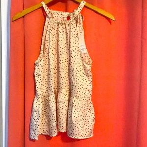 Beautiful silk dress tank with Polk a dots and ties around neck